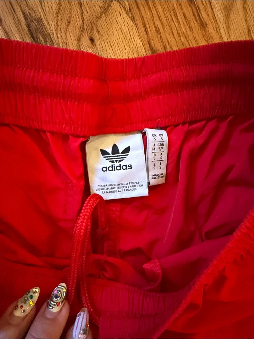 adidas Originals Red Athletic Shorts with White Three-Stripes